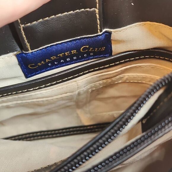 Charter Club Classics Women's Tan Snap Closure Striped Crossbody Bag - Picture 10 of 16